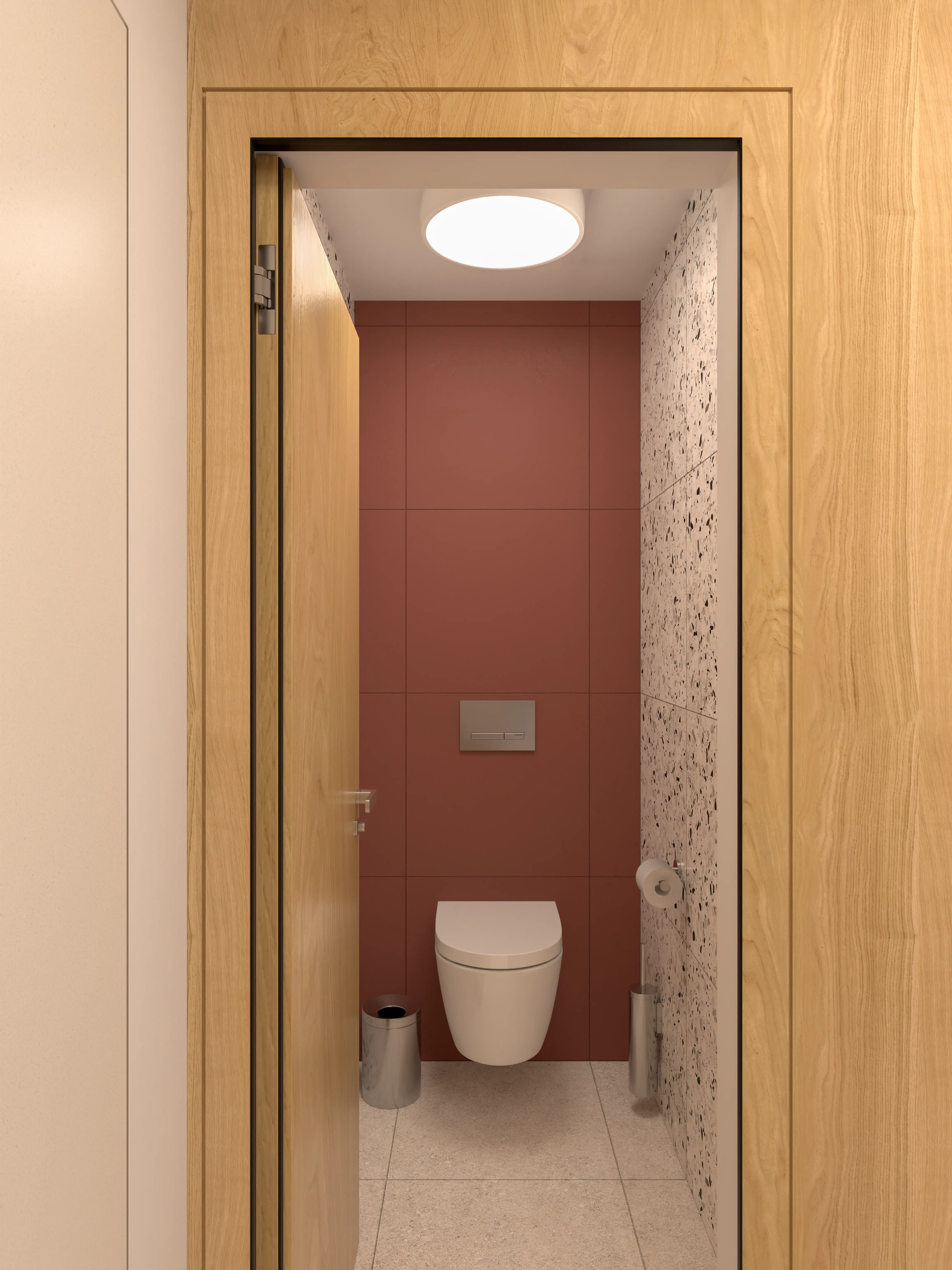 Samostatné WC v bytě 2+KK – interiérová vizualizace