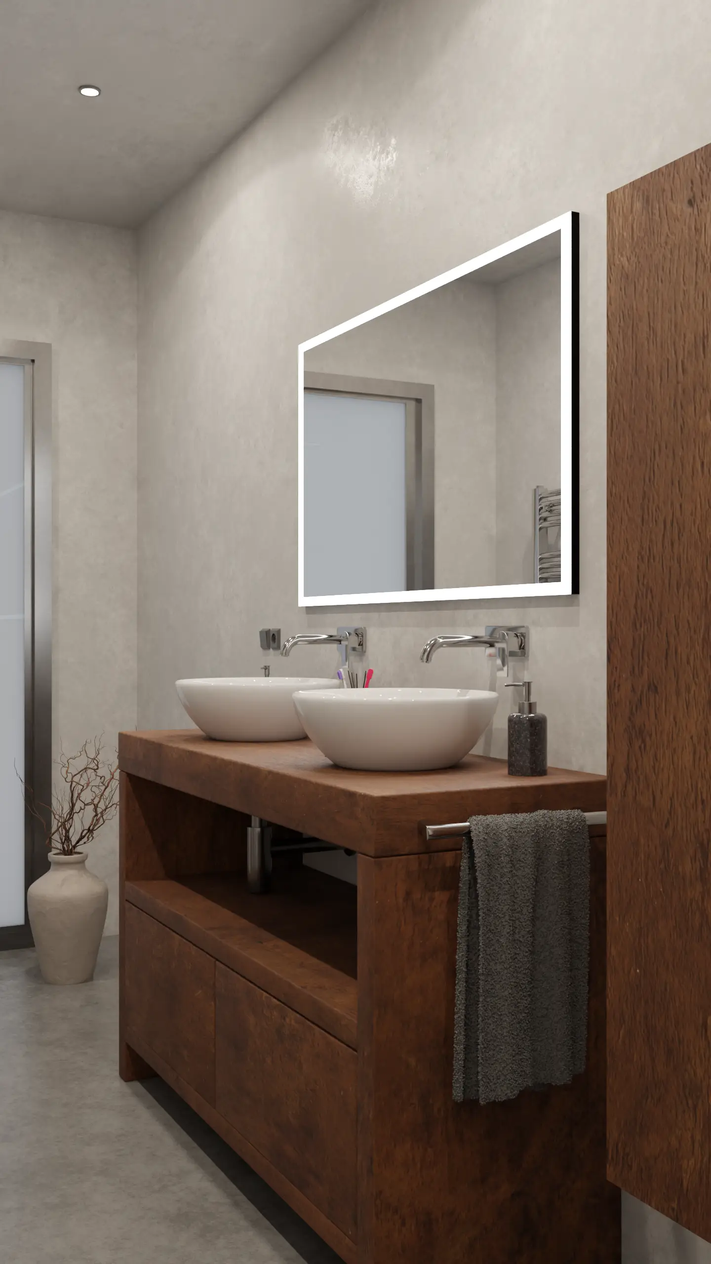 Detail obkladů v koupelně – interiérová vizualizace