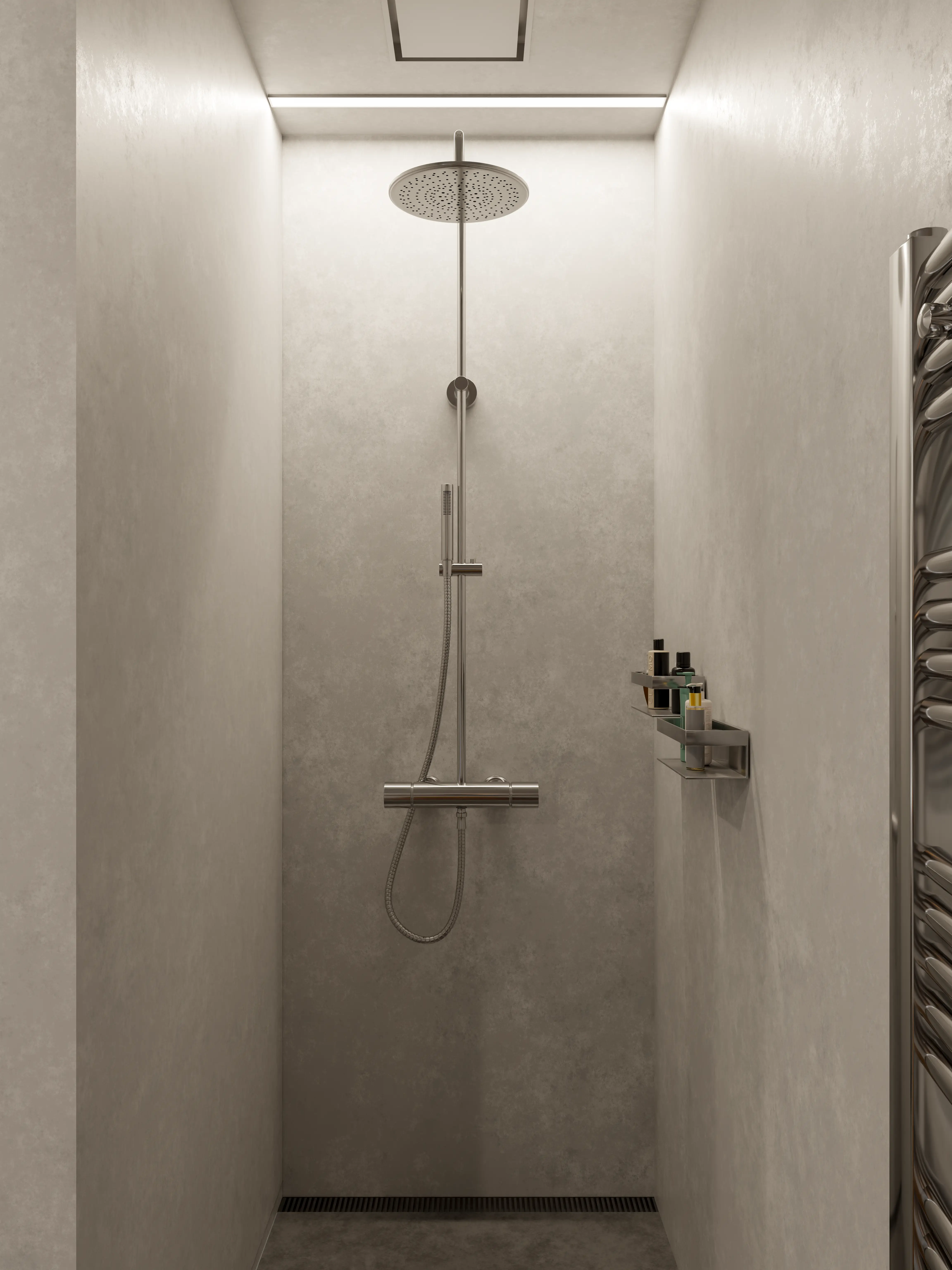 Sprchový kout v moderní koupelně – vizualizace